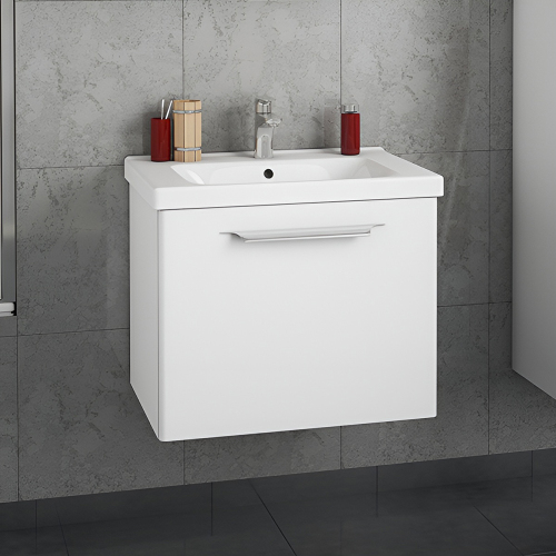 Тумба 650 1 ящ + Раковина Гармония Белый мат Lande DIBORG Тумба 650 1 ящ + Раковина Гармония Белый мат Lande DIBORG