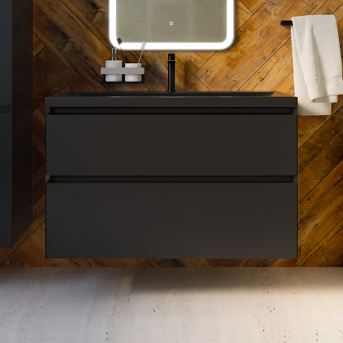 Тумба с раковиной AVS Гармония 100 черная матовая (раковина 01 черная матовая) Тумба с раковиной AVS Гармония 100 черная матовая (раковина 01 черная матовая)