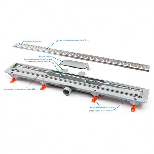 Водоотводящий желоб 750 Klasik/Floor MCH с сеточками CH 750 K сет Водоотводящий желоб 750 Klasik/Floor MCH с сеточками CH 750 K сет