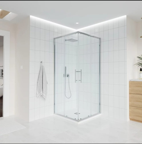 Душ угол раздвижной 1100х900х1950 стекло прозр 6мм профиль хром VECONI Душ угол раздвижной 1100х900х1950 стекло прозр 6мм профиль хром VECONI