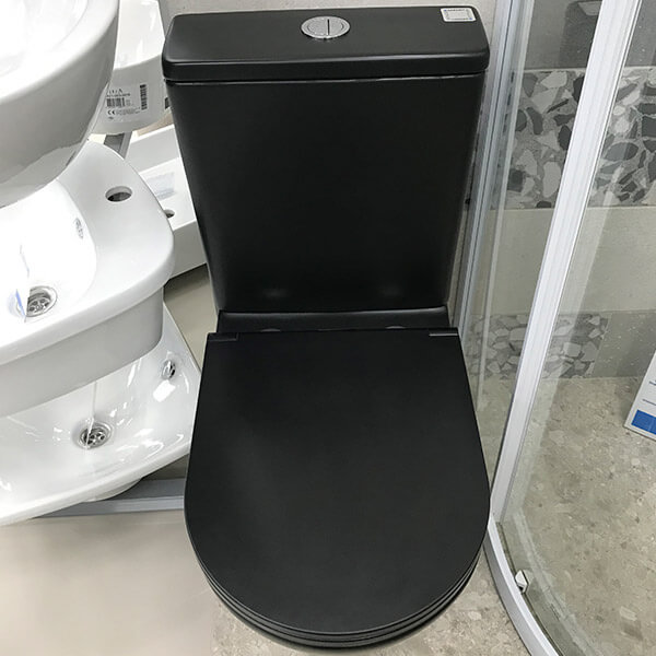 Унитаз-компакт AVS Лотос безободковый, черный матовый Унитаз-компакт AVS Лотос безободковый, черный матовый