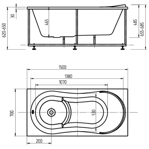 Акриловая ванна Aquatek Афродита 150x70 белая, с экраном, каркасом и сливом-переливом Акриловая ванна Aquatek Афродита 150x70 белая, с экраном, каркасом и сливом-переливом