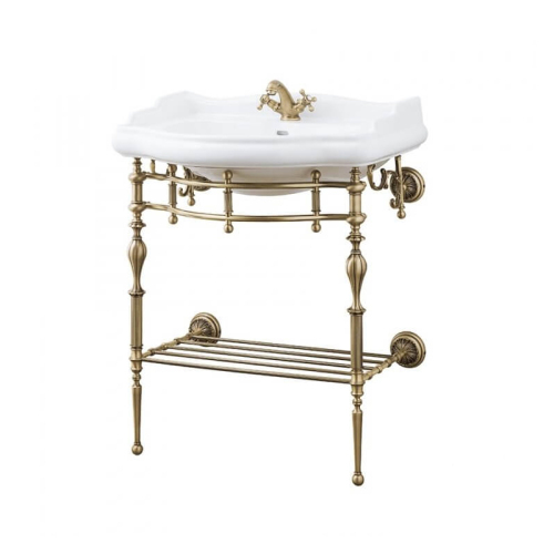 Консоль с раковиной и полкой , бронза 745*545*925 Консоль с раковиной и полкой , бронза 745*545*925