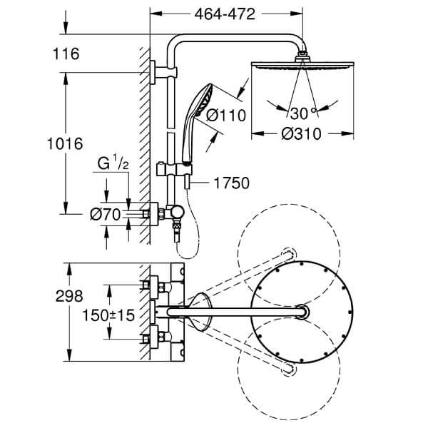 Душевая стойка Euphoria Grohe 26075000 Душевая стойка Euphoria Grohe 26075000