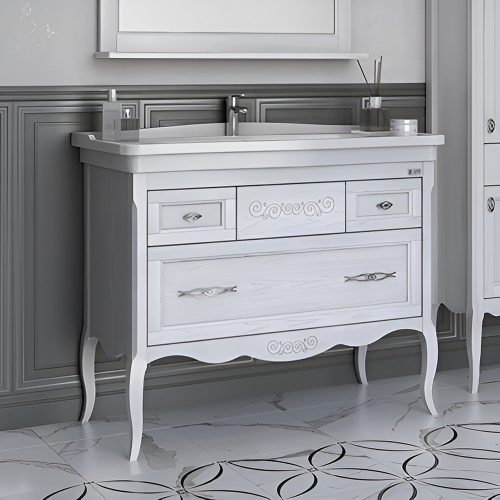 Тумба с раковиной ASB Wood Line Модерн 105 белая, патина серебро Тумба с раковиной ASB Wood Line Модерн 105 белая, патина серебро