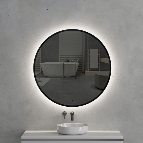 Зеркало с подсветкой AVS Виктория 100x100 см, черное Зеркало с подсветкой AVS Виктория 100x100 см, черное