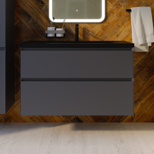 Тумба с раковиной AVS Гармония 100 антрацит матовая (раковина 01 черная матовая) Тумба с раковиной AVS Гармония 100 антрацит матовая (раковина 01 черная матовая)