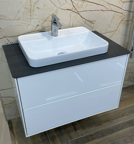 Тумба 800 2ящ Белый + столешница Про Дабл антрацит + раковина PLAZA Modern KERAMA MARAZZI Тумба 800 2ящ Белый + столешница Про Дабл антрацит + раковина PLAZA Modern KERAMA MARAZZI