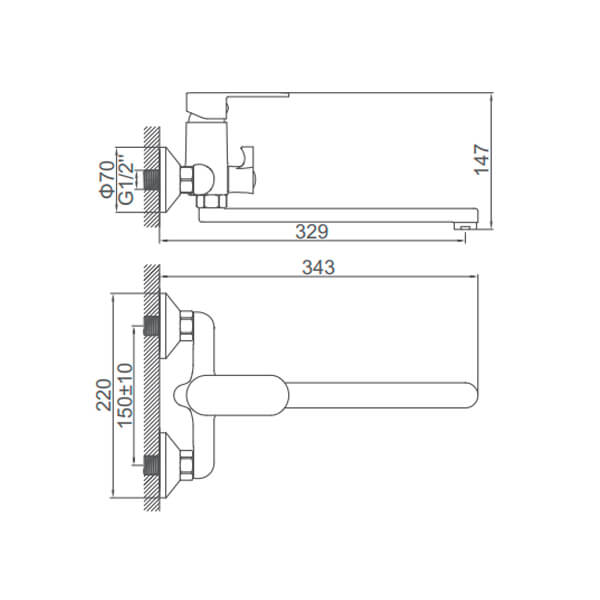 Смеситель универсальный Accoona H54 A7154 хром