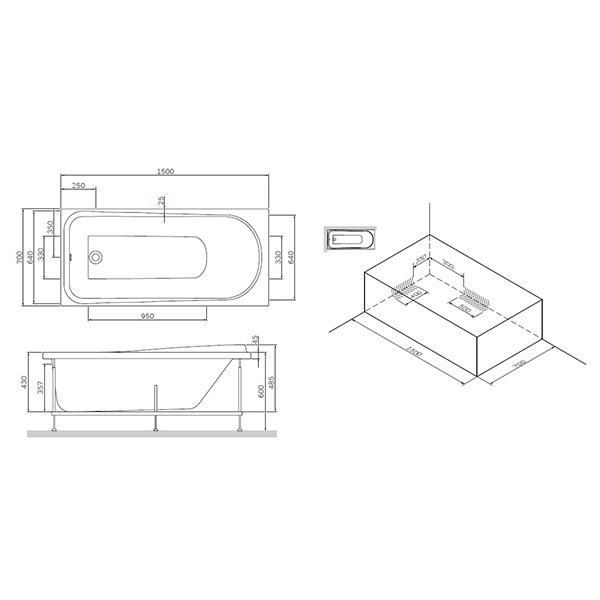 Акриловая ванна Am Pm Like 150х70 белая, без каркаса Акриловая ванна Am Pm Like 150х70 белая, без каркаса