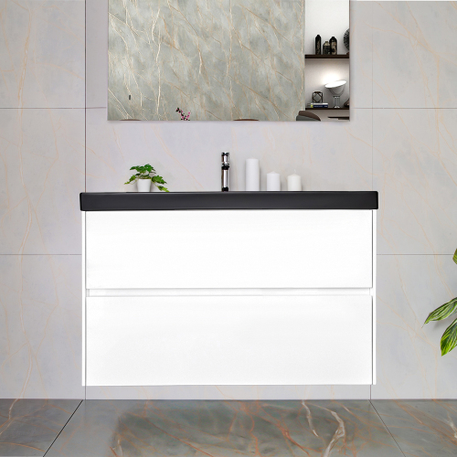 Тумба с раковиной AVS Вернисаж 100 белая глянцевая (раковина черная), подвесная 2 ящика Тумба с раковиной AVS Вернисаж 100 белая глянцевая (раковина черная), подвесная 2 ящика