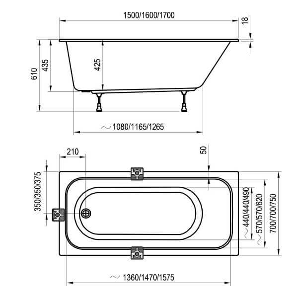 Акриловая ванна Chrome 150х70 Ravak C721000000 Акриловая ванна Chrome 150х70 Ravak C721000000