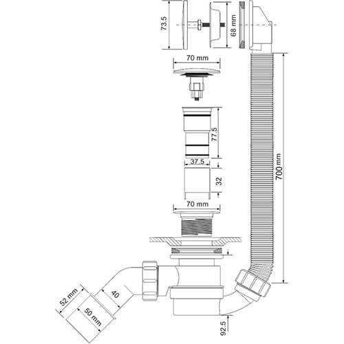 Слив-перелив McALPINE MRB12 Слив-перелив McALPINE MRB12