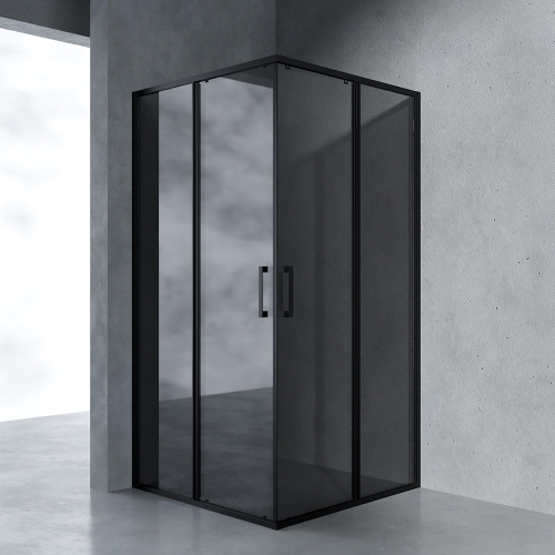 Душевой уголок AVS Куб Лайт 100x100 профиль черный матовый, стекло черное Душевой уголок AVS Куб Лайт 100x100 профиль черный матовый, стекло черное