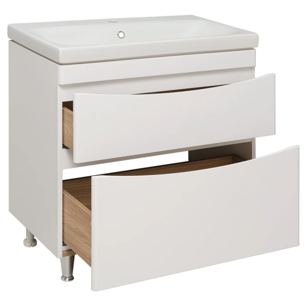 Тумба с раковиной Runo Афина Moduo 80 белая Тумба с раковиной Runo Афина Moduo 80 белая