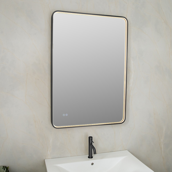 Зеркало с подсветкой AVS VI 70x100 см, антипар, черное матовое Зеркало с подсветкой AVS VI 70x100 см, антипар, черное матовое