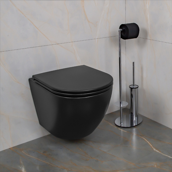 Унитаз подвесной AVS Сити безободковый, черный матовый Унитаз подвесной AVS Сити безободковый, черный матовый