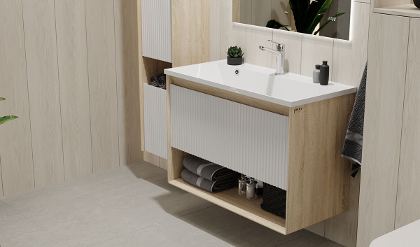 Тумба с раковиной Jorno Tossony 90 сонома светлая Тумба с раковиной Jorno Tossony 90 сонома светлая