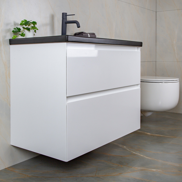 Тумба с раковиной AVS Гармония 80 белая (раковина 01 черная матовая) Тумба с раковиной AVS Гармония 80 белая (раковина 01 черная матовая)