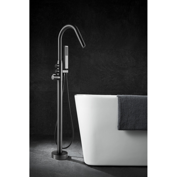 Смеситель для ванны с душем Maxonor Pure Life Genius PL3098-9 напольный, пепельный