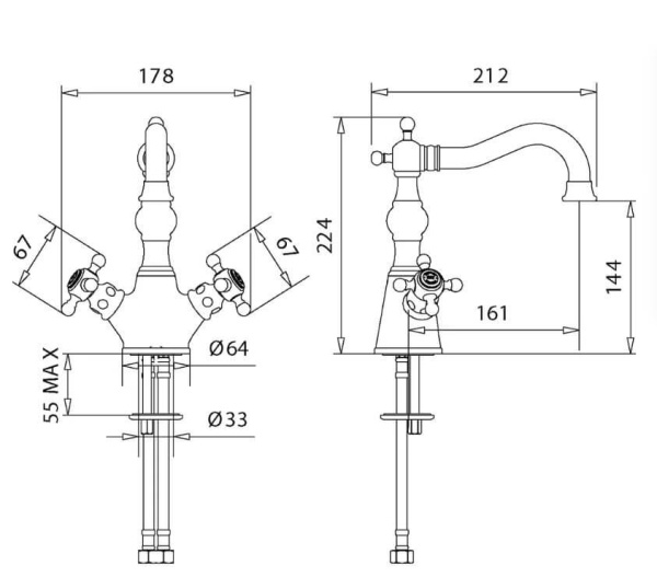 Комплект смесителей Migliore Arcadia 18393+18398 золото Комплект смесителей Migliore Arcadia 18393+18398 золото