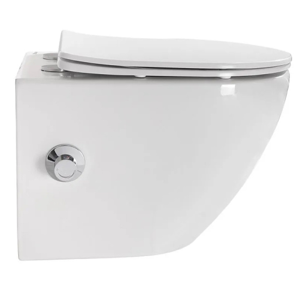 Унитаз подвесной BelBagno Uno BB3105CHR-BS/SC безободковый, белый Унитаз подвесной BelBagno Uno BB3105CHR-BS/SC безободковый, белый