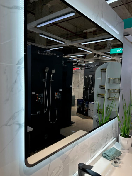 Зеркало с подсветкой AVS Неро 120x80 см, черное Зеркало с подсветкой AVS Неро 120x80 см, черное