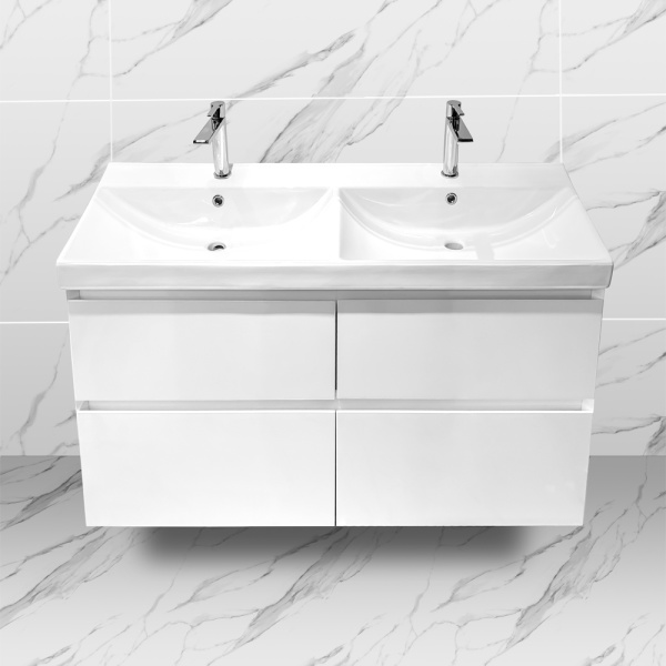 Тумба с раковиной AVS Гармония 120 двойная, белая Тумба с раковиной AVS Гармония 120 двойная, белая