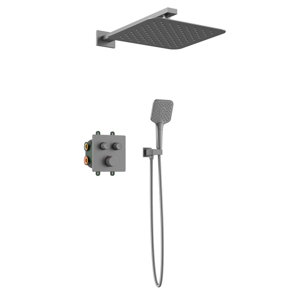 Душевой комплект AVS Luxury 3в1 квадратный, оружейная сталь Душевой комплект AVS Luxury 3в1 квадратный, оружейная сталь