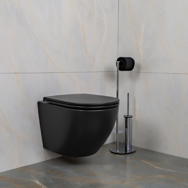 Унитаз подвесной AVS Сити безободковый, черный матовый Унитаз подвесной AVS Сити безободковый, черный матовый