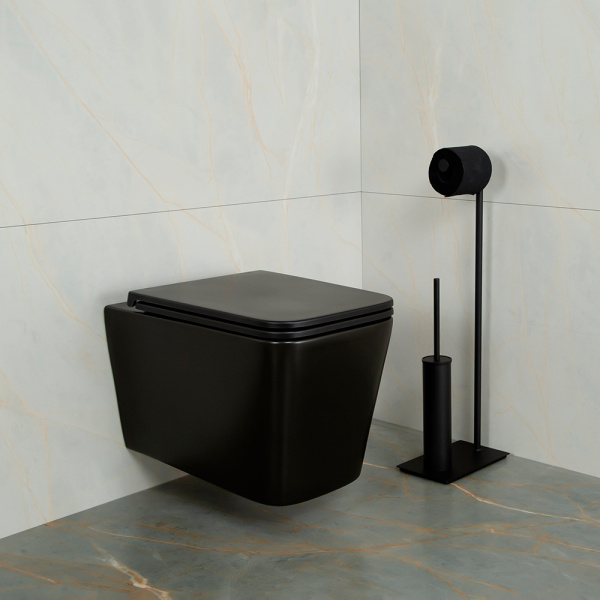 Унитаз подвесной AVS Куб безободковый, черный матовый Унитаз подвесной AVS Куб безободковый, черный матовый