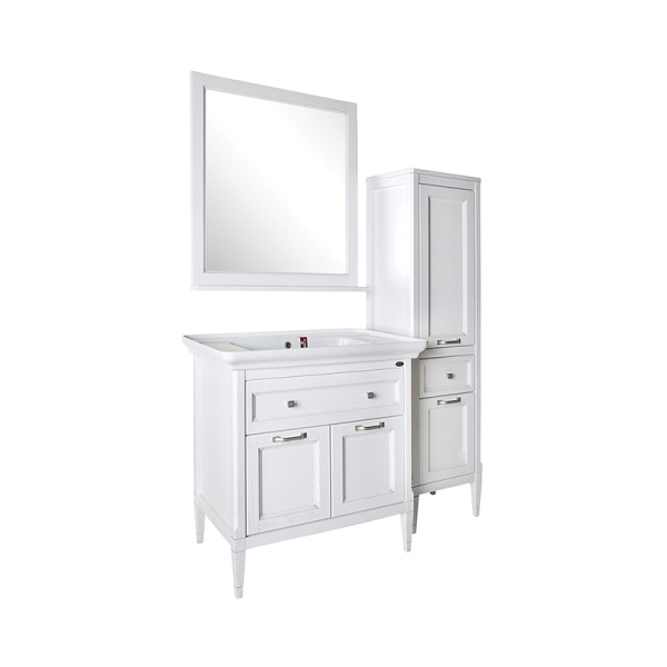 Мебель для ванной ASB Wood Line Гранда 85 белая, патина серебро Мебель для ванной ASB Wood Line Гранда 85 белая, патина серебро