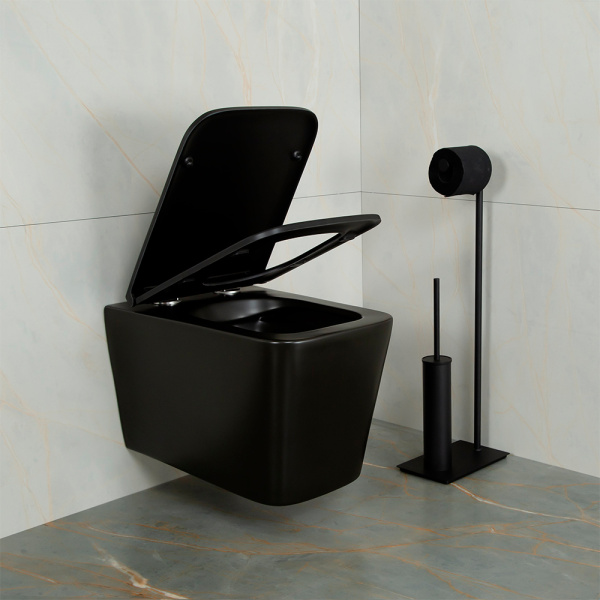 Унитаз подвесной AVS Куб безободковый, черный матовый Унитаз подвесной AVS Куб безободковый, черный матовый