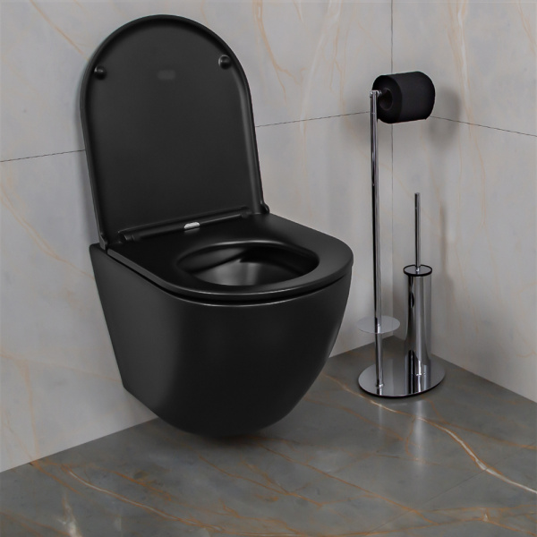 Унитаз подвесной AVS Сити безободковый, черный матовый Унитаз подвесной AVS Сити безободковый, черный матовый