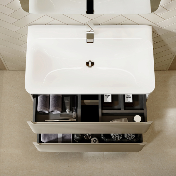 Тумба с раковиной RAVAL Welto 80 2 ящика, светло-коричневая Тумба с раковиной RAVAL Welto 80 2 ящика, светло-коричневая