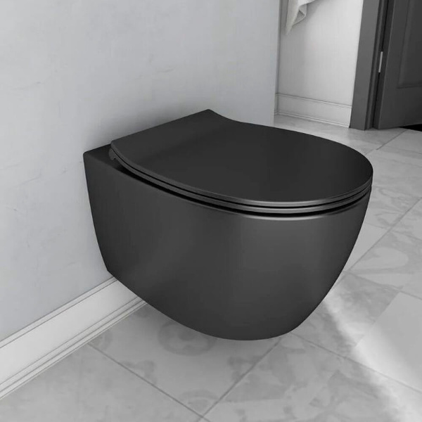 Унитаз подвесной ISVEA Sentimenti Neo 10AR02010SV-2N+40D40521I-S безободковый, черный матовый Унитаз подвесной ISVEA Sentimenti Neo 10AR02010SV-2N+40D40521I-S безободковый, черный матовый