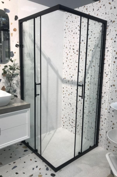 Душевой уголок Cezares Eco ECO-O-A-2-90-C-NERO 90x90 профиль черный, прозрачное стекло