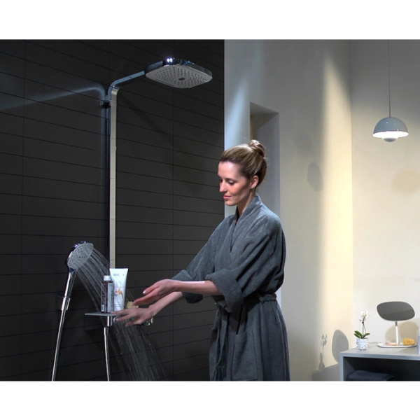 Душевая стойка Hansgrohe Raindance Select E 300 3 jet Showerpipe 27127400 хром/белый Душевая стойка Hansgrohe Raindance Select E 300 3 jet Showerpipe 27127400 хром/белый